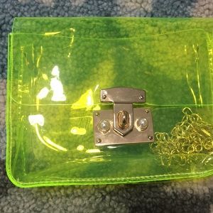 Clear neon green small crossbody bag